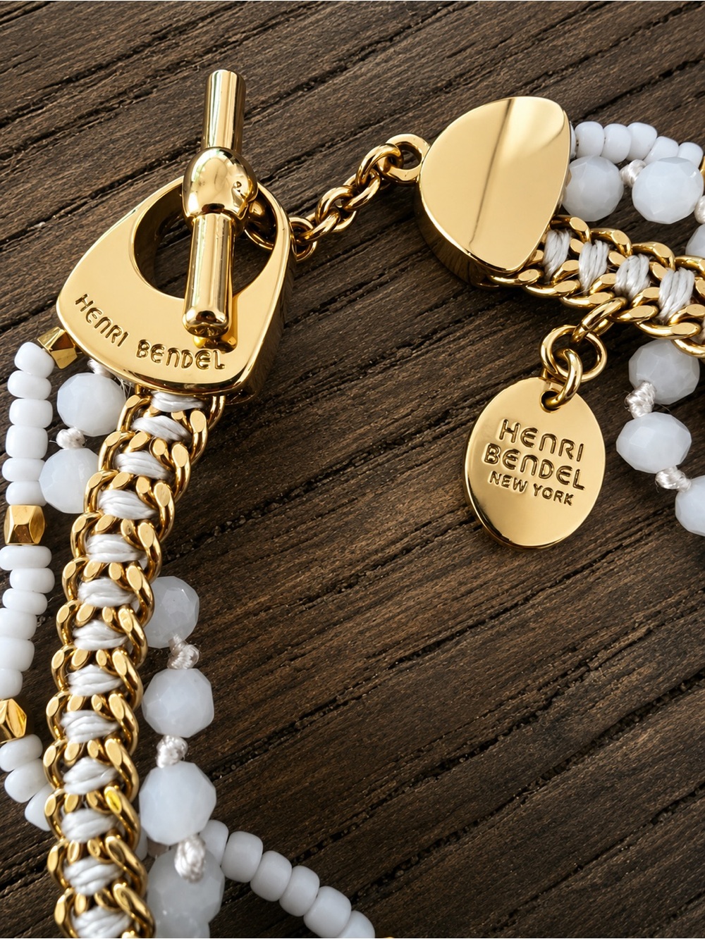 henri bendel Gold & White Layered Toggle Bracelet - Picture 2 of 3